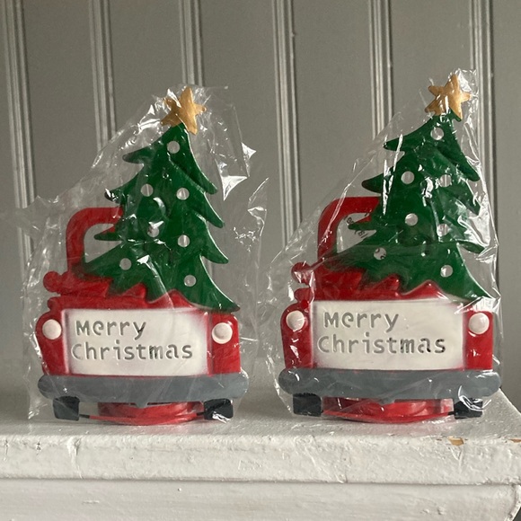 NWT Set of 2- Farm Truck Christmas Tree🎄 Merry Christmas Metal Candle🕯️Holders - Picture 11 of 14